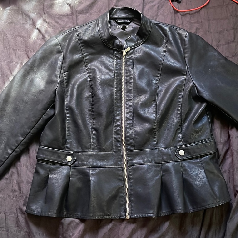 Faux black leather women’s jacket
